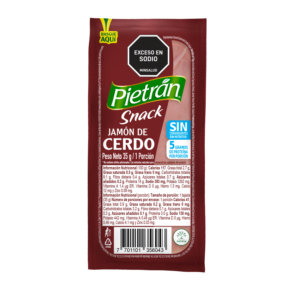 Pietrán Jamón Estándar Snack Sin Conservantes x 35 g