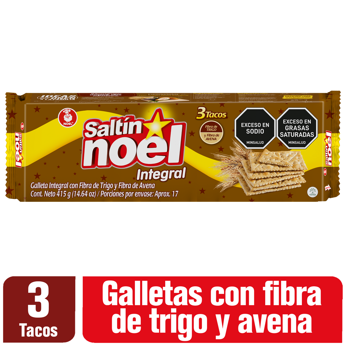 Saltin Noel Galleta Doble Fibra Taco x 3