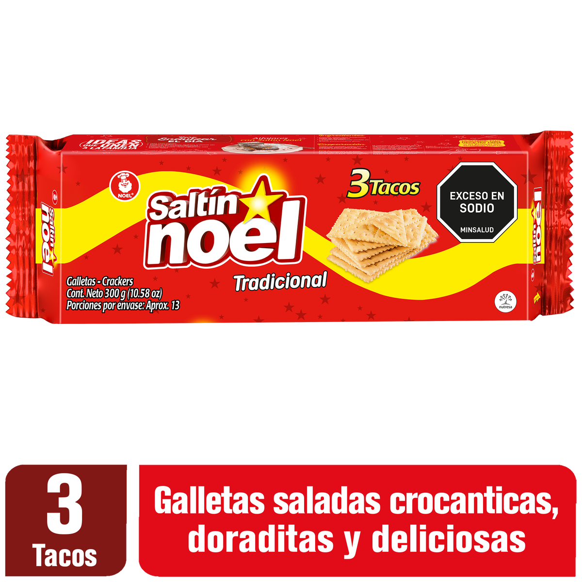 Saltin Noel Galleta Rojo Taco x 3 300g