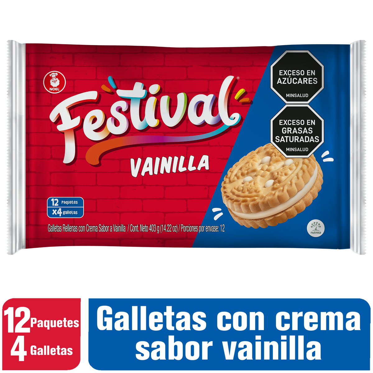 Festival Galleta Vainilla Bolsa x 12 pq x 4 un