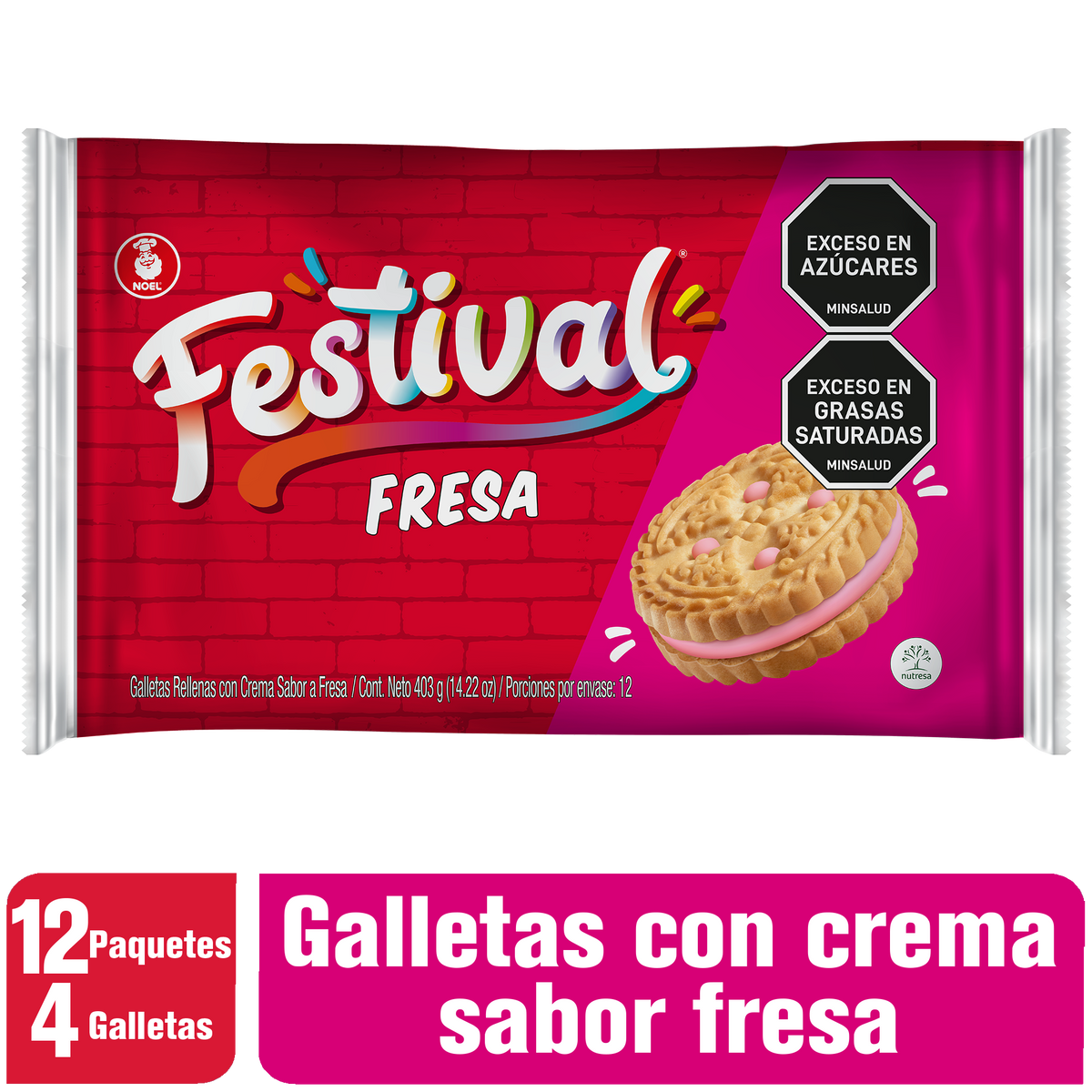 Festival Galleta Fresa Bolsa x 12 pq x 4 un