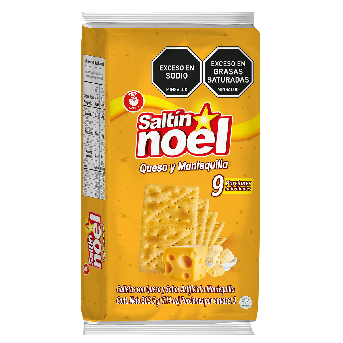 Saltin Noel Galleta Queso Mantequilla Bolsa. 9 x 3