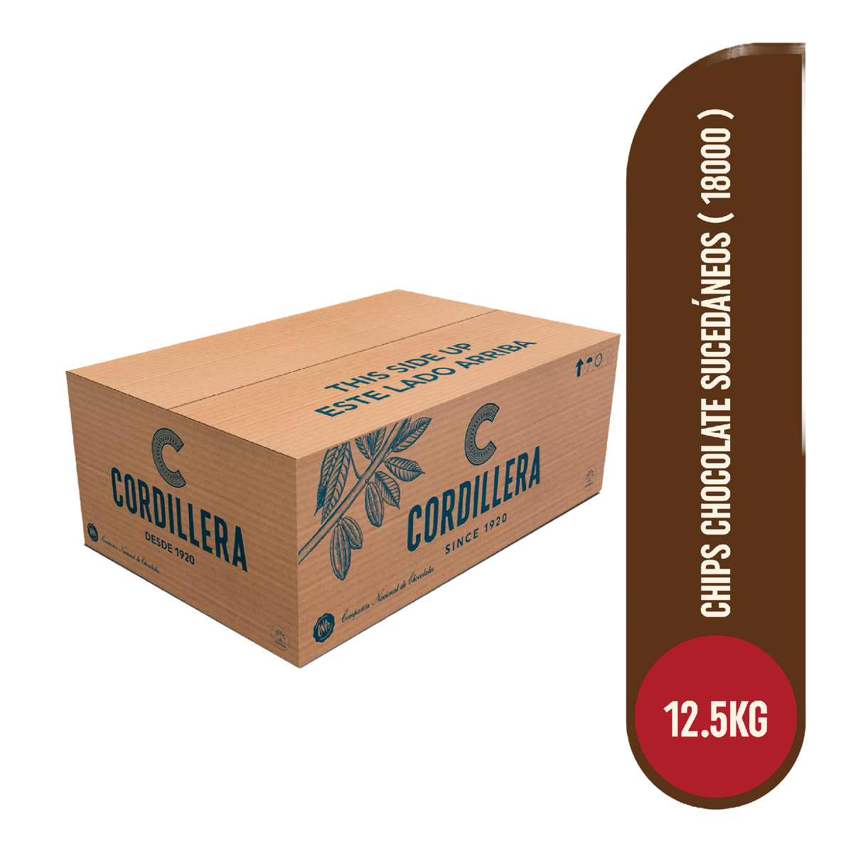 Cordillera Chips Chocolate sucedaneos semiamargo tamaño 18000 caja x 12.5 kg