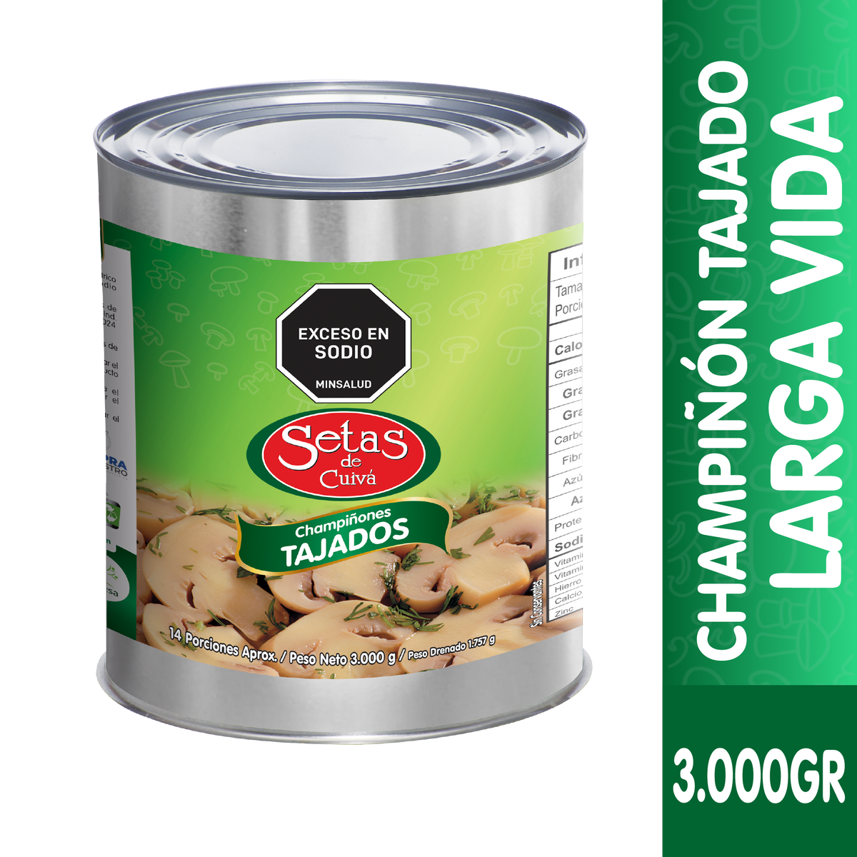Setas Champiñones Tajado x 3000 g