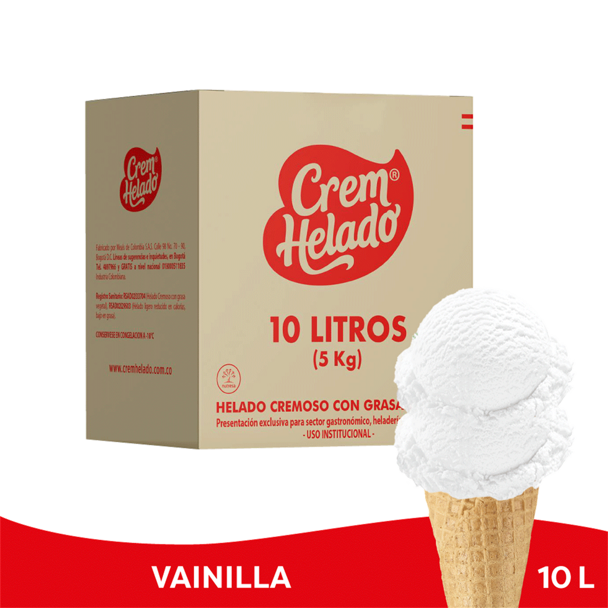 Crem Helado Tradicional Tarro Vainilla x 10 L
