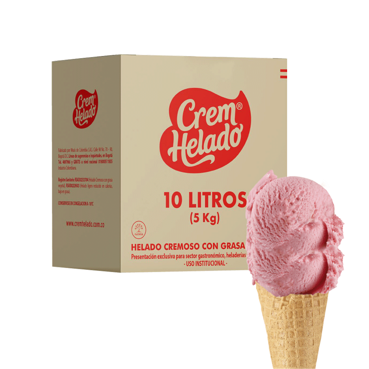 Crem Helado Tradicional Tarro Fresa x 10 L