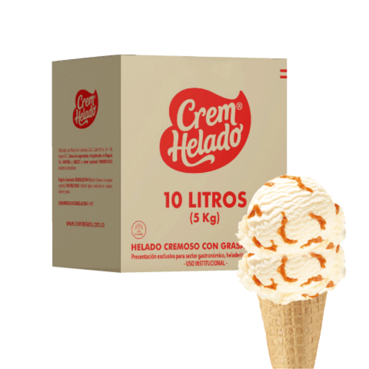 Crem Helado Tradicional Tarro Veteado Caramelo x 10 L