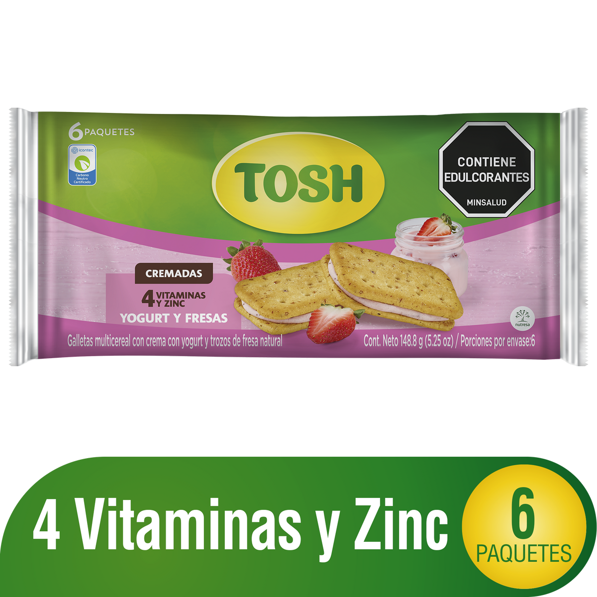 Tosh Galleta Yogurt Fresa Bolsa x 6