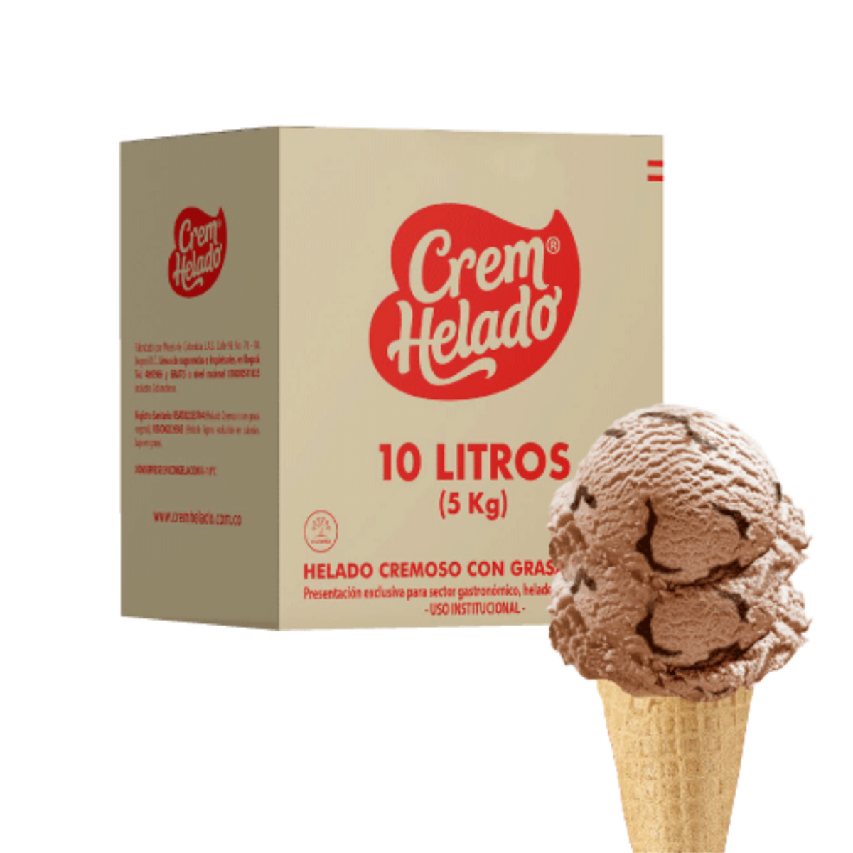 Crem Helado Tradicional Tarro Placer de Chocolate x 10 L