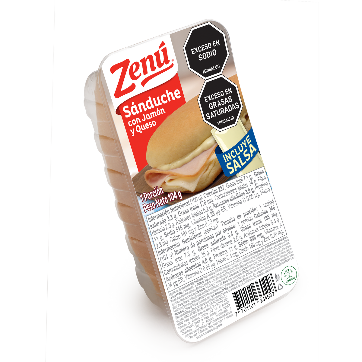 Zenú Sanduche Jamón Queso x 104 g
