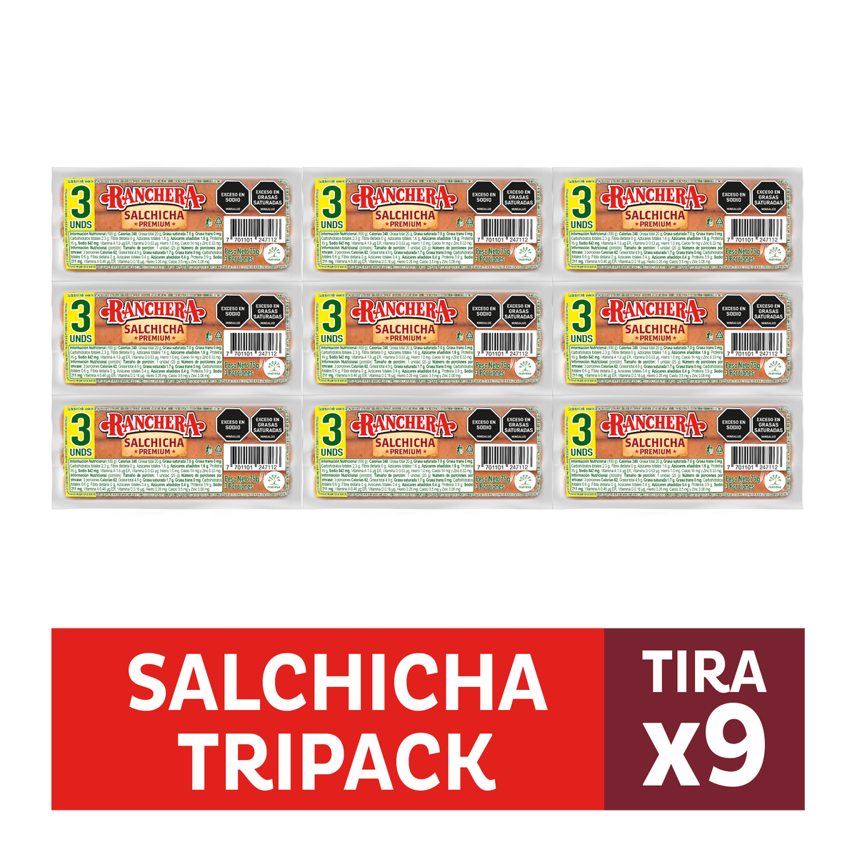 Ranchera Salchicha Tripack x 9