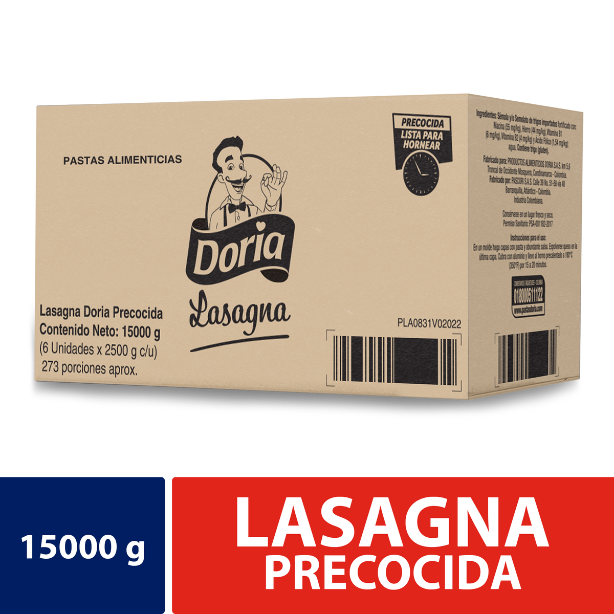 Doria Lasagna Precocida x 15 kg