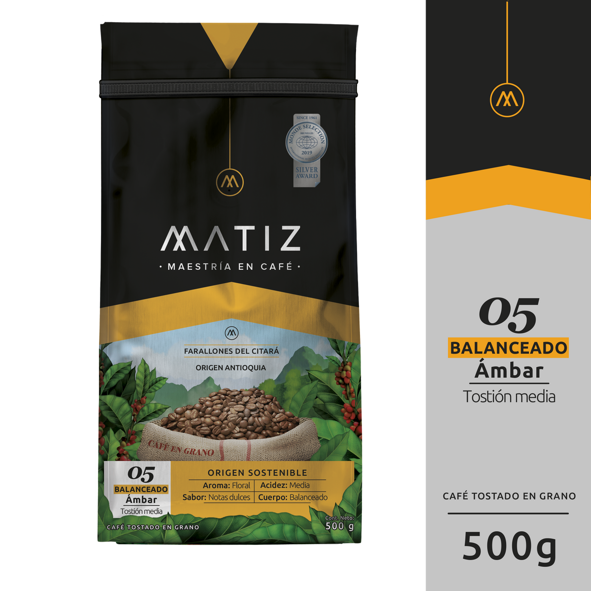 Matiz Cafe Ambar gano 8 un x 500 g