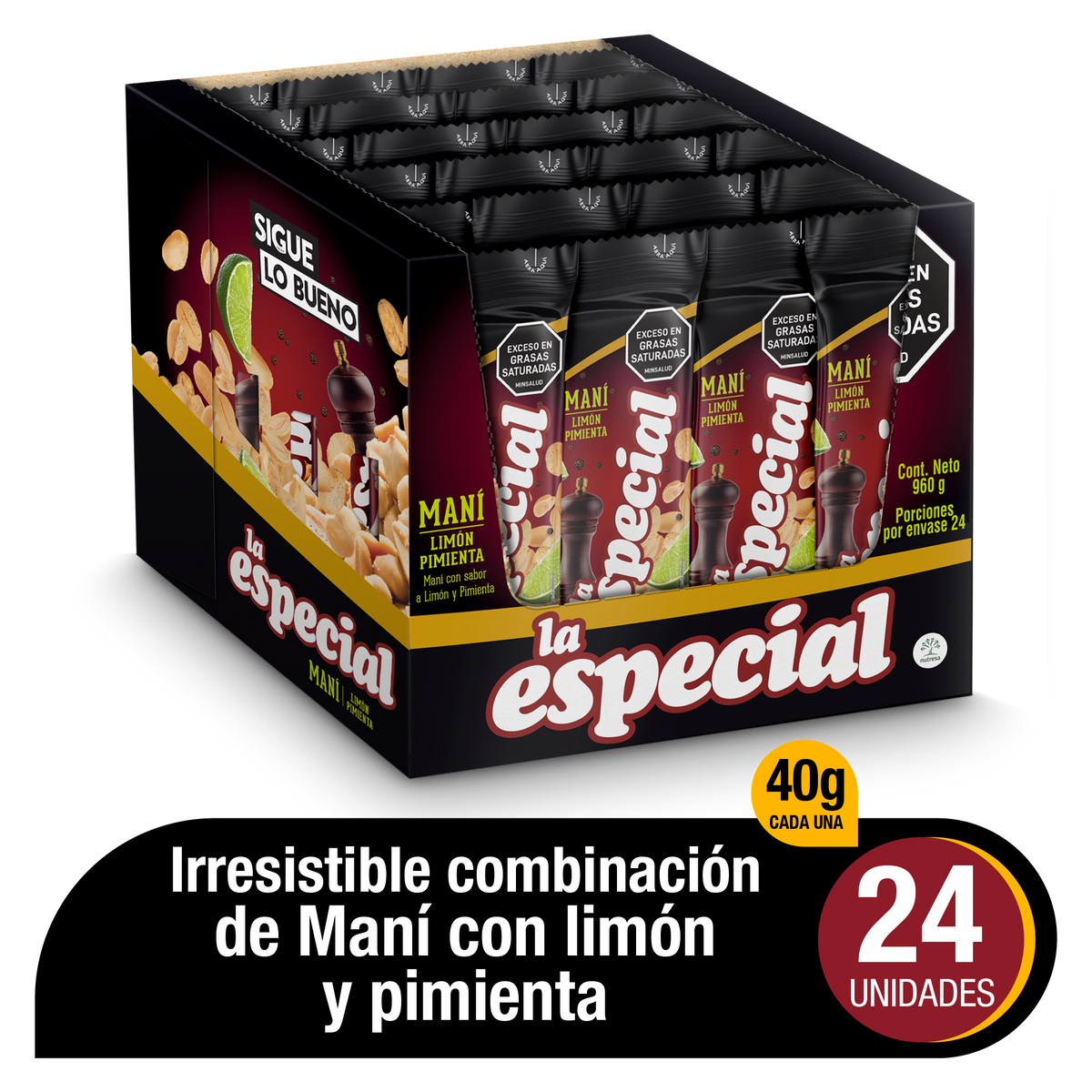 La Especial Mani Limon Pimienta x Plegadiza x 24 Un x 40 g