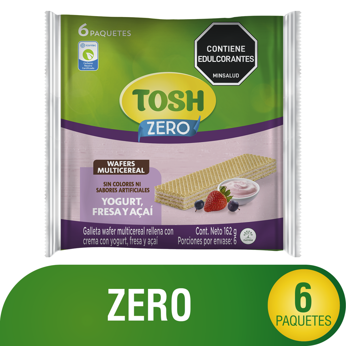 Tosh Galleta Wafer Fresa Acai Bolsa x 6