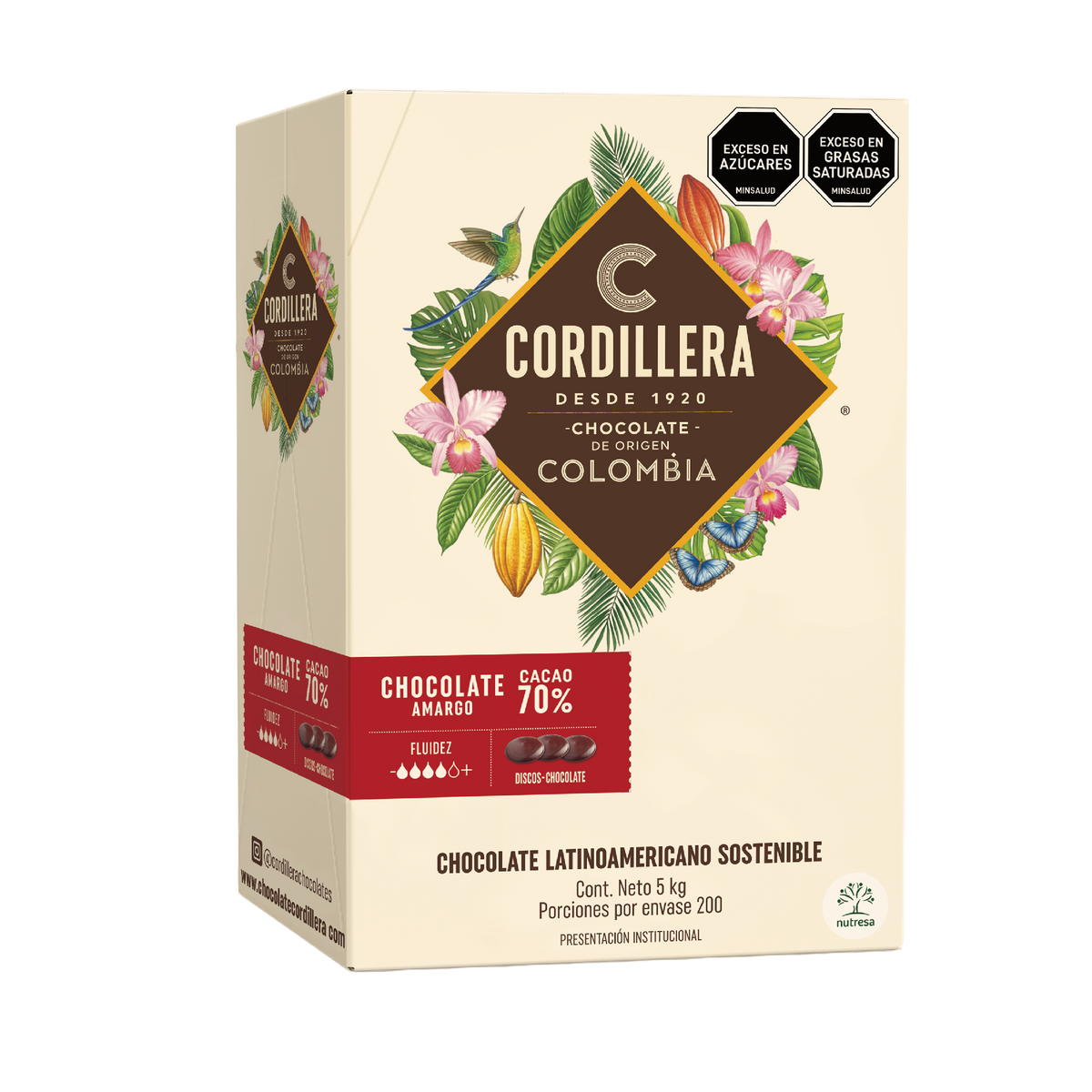 Cordillera Cobertur Amarga 70% Origen Colombia Depositados x 5kg