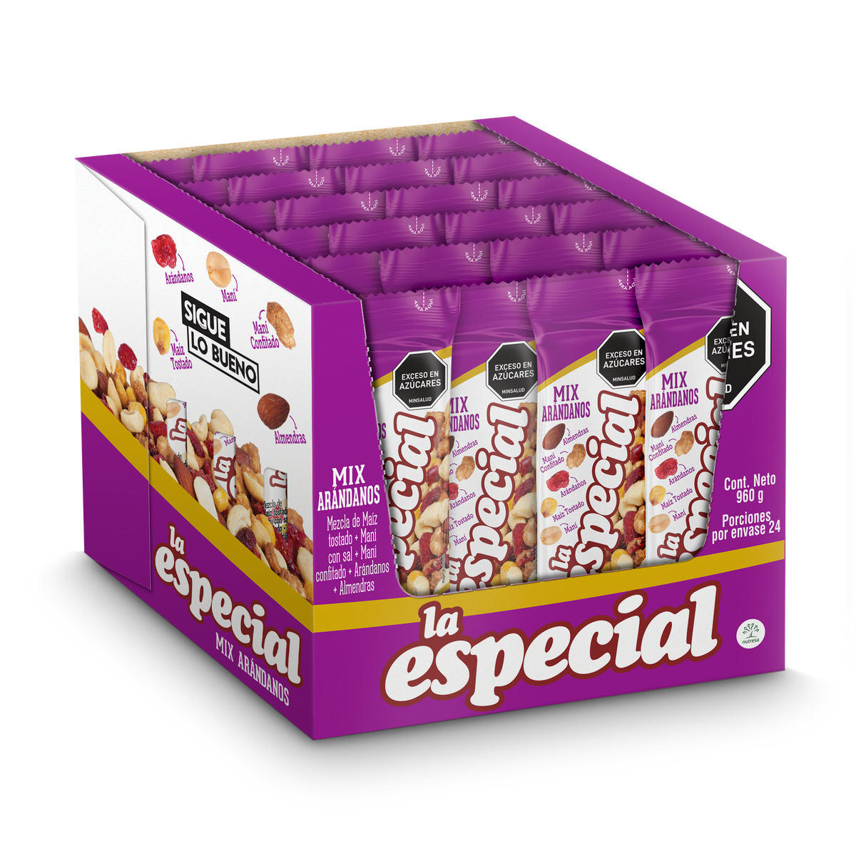 La Especial Pasabocas Mix Arandanos x Plegadiza x 24 Un x 40 g