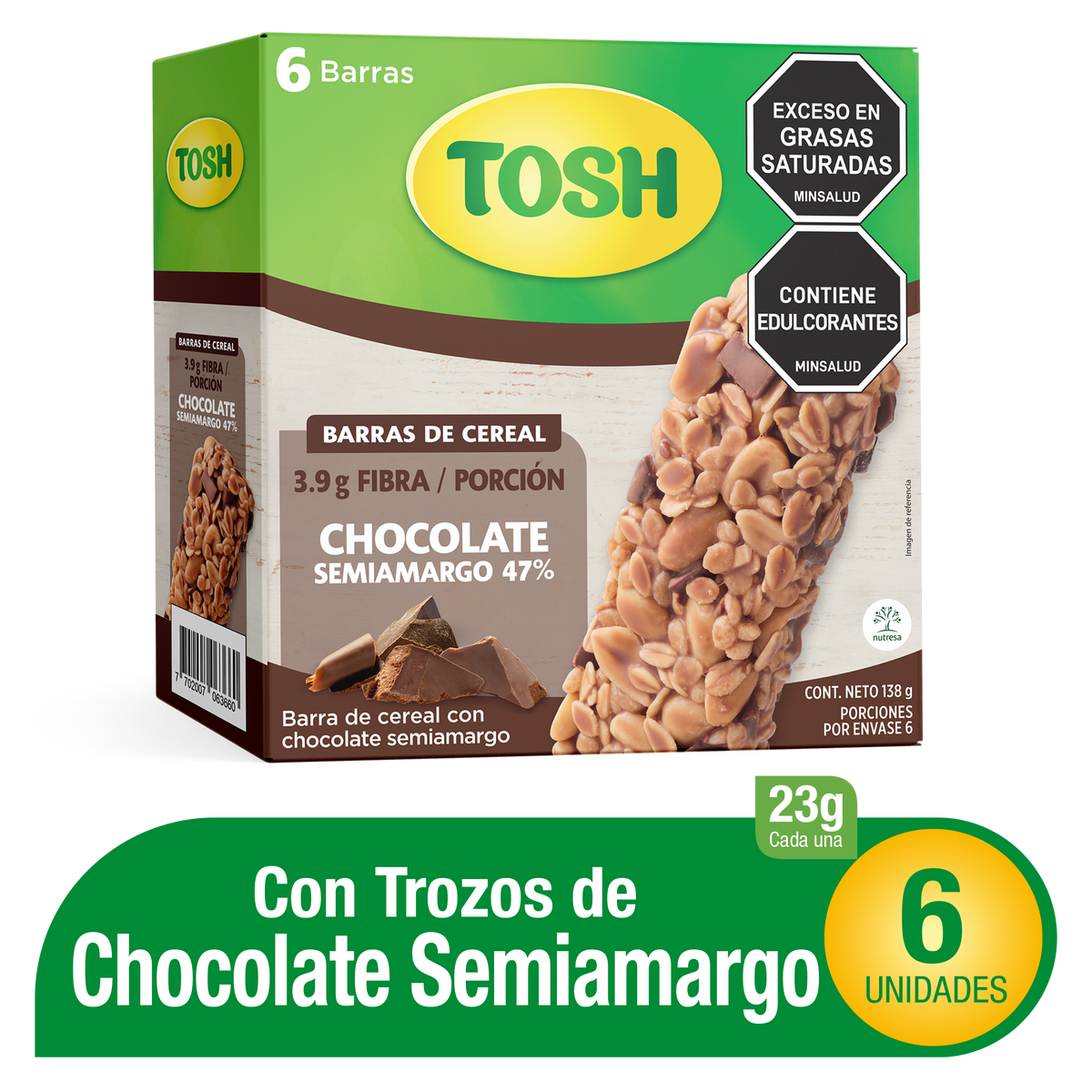 Tosh Barra Chocolate x Plegadiza x 6 Un x 23 g