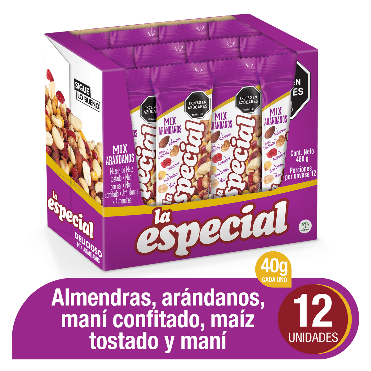 La Especial Pasabocas Mix Arandanos x Plegadiza x 12 Un x 40 g