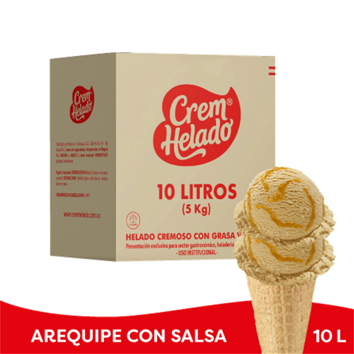 Crem Helado Tradicional Tarro Arequipe Salsa x 10 L