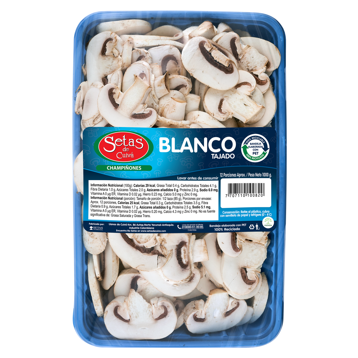 Setas Champiñones Tajado Canasta x 1 kg