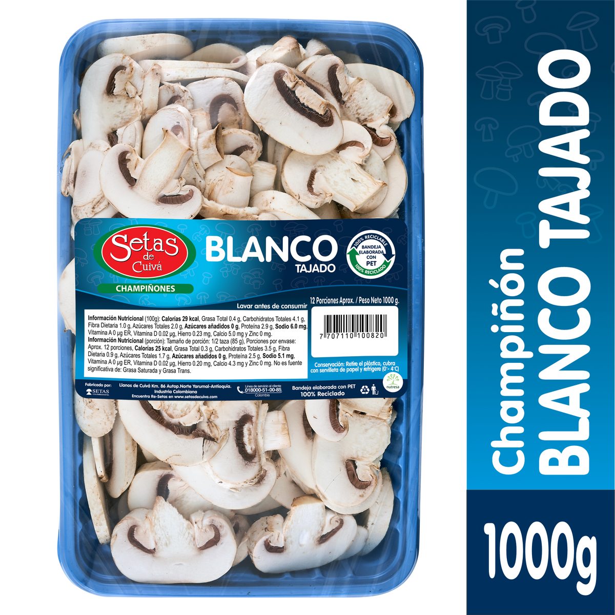 Setas Champiñones Tajado Canasta x 1 kg