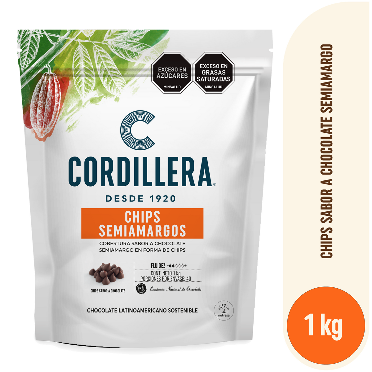 Cordillera chips semiamargo sucedaneo x 1kg
