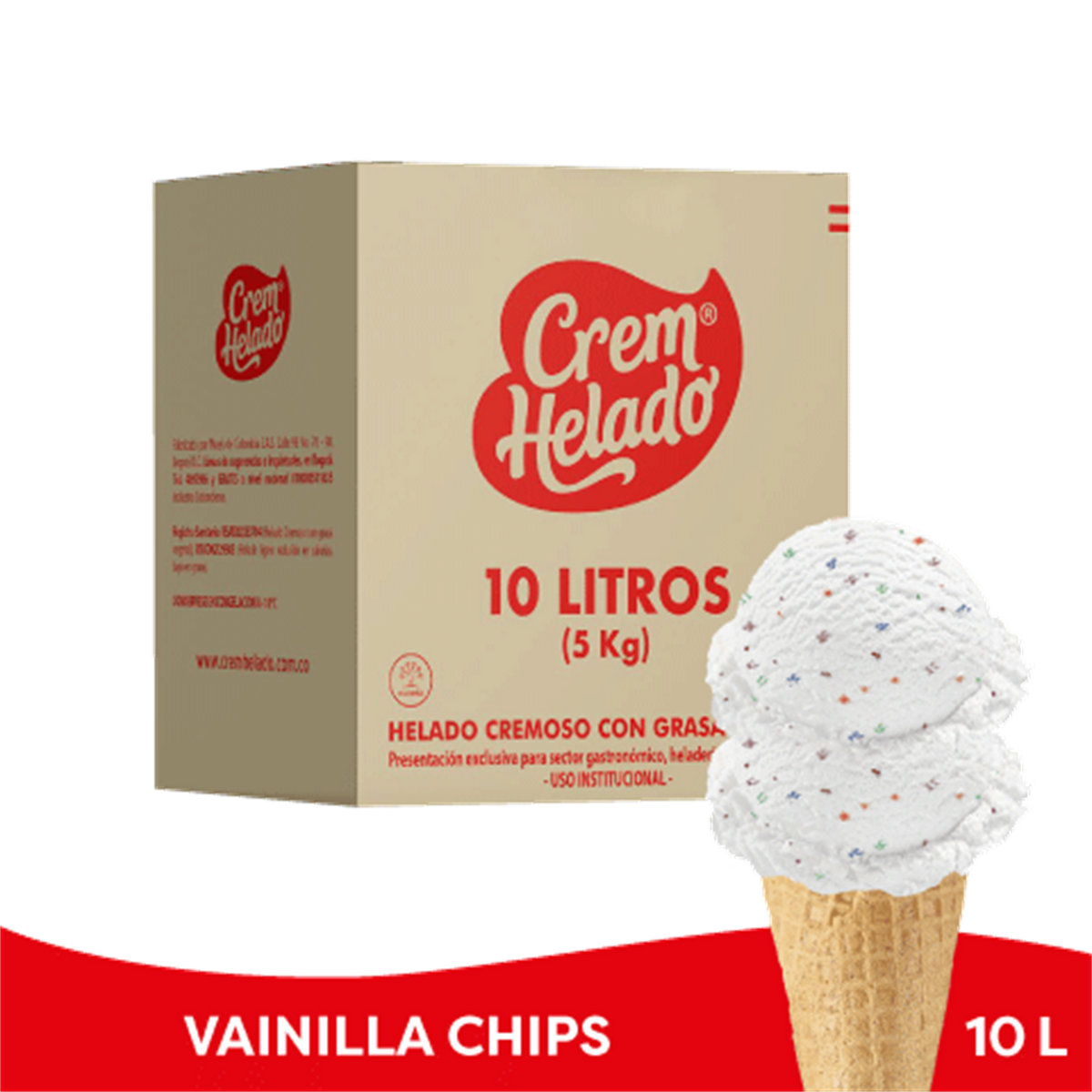 Meals Helado Vainilla Chips Colores Trad X 10L