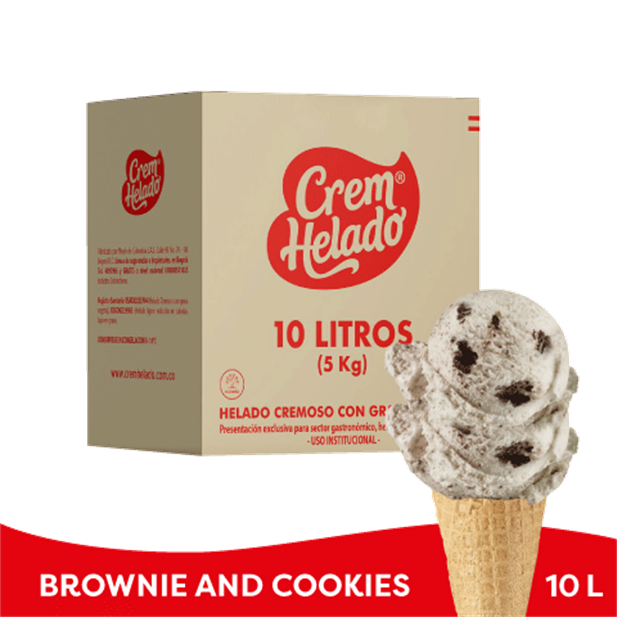 Crem Helado Tradicional Tarro Brownie & Cookies x 10 L