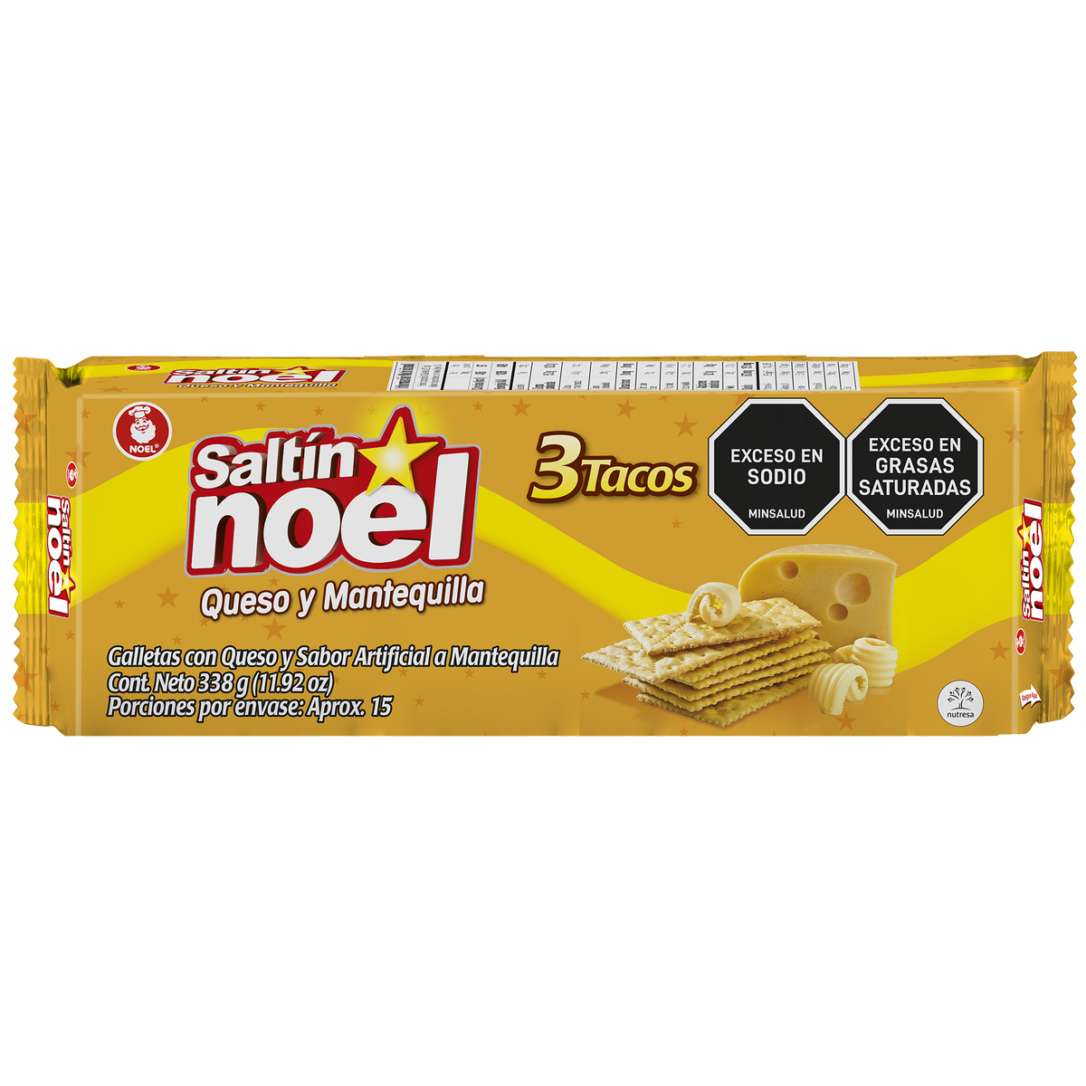 Saltin Noel Galleta Queso Mantequilla Taco x3 338g
