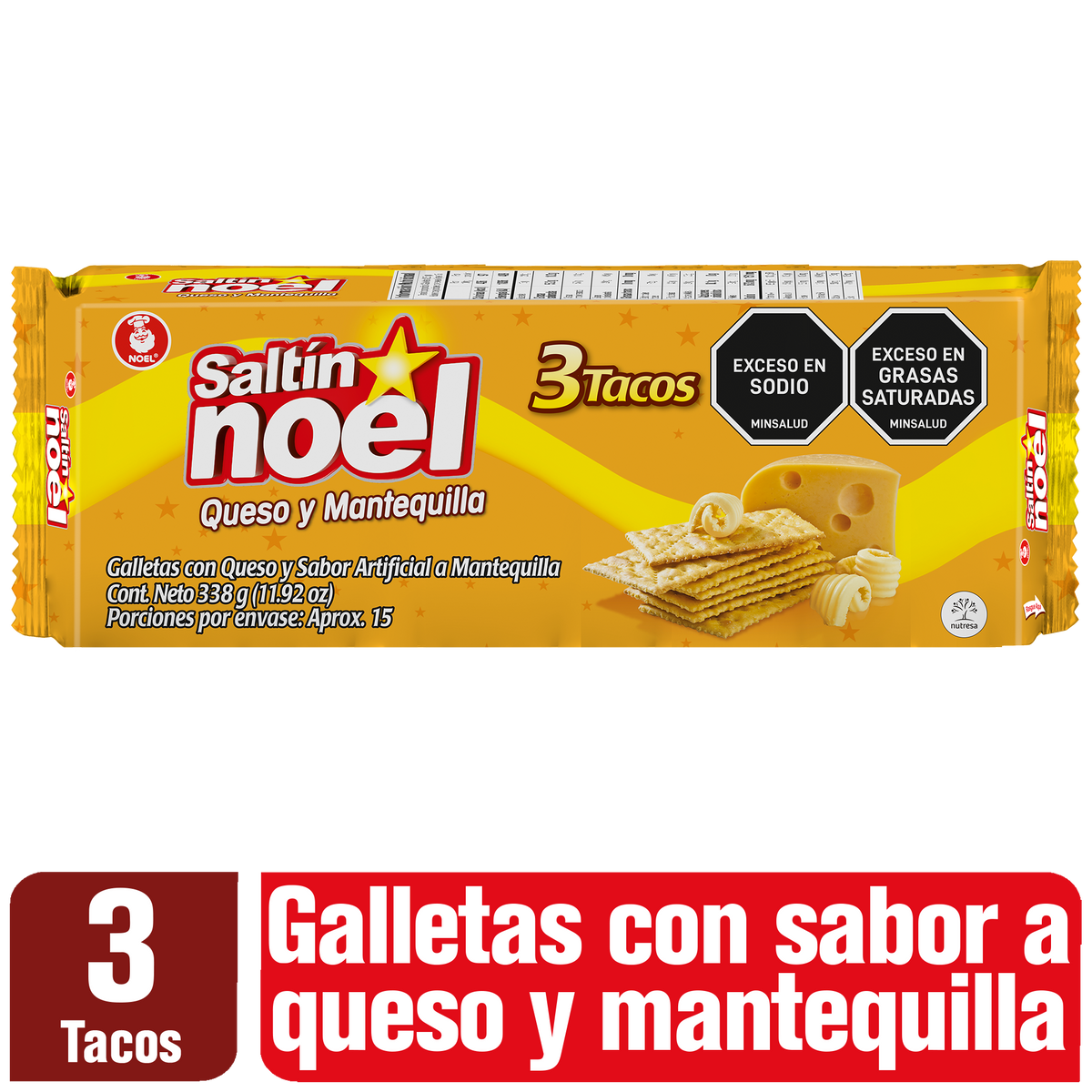 Saltin Noel Galleta Queso Mantequilla Taco x3 338g