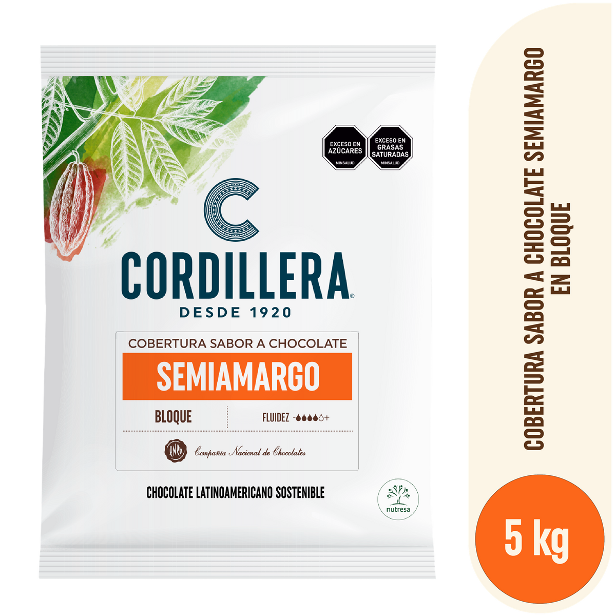 Cordillera Cobertura Sabor a Chocolate Semiamargo Bloque x 5kg