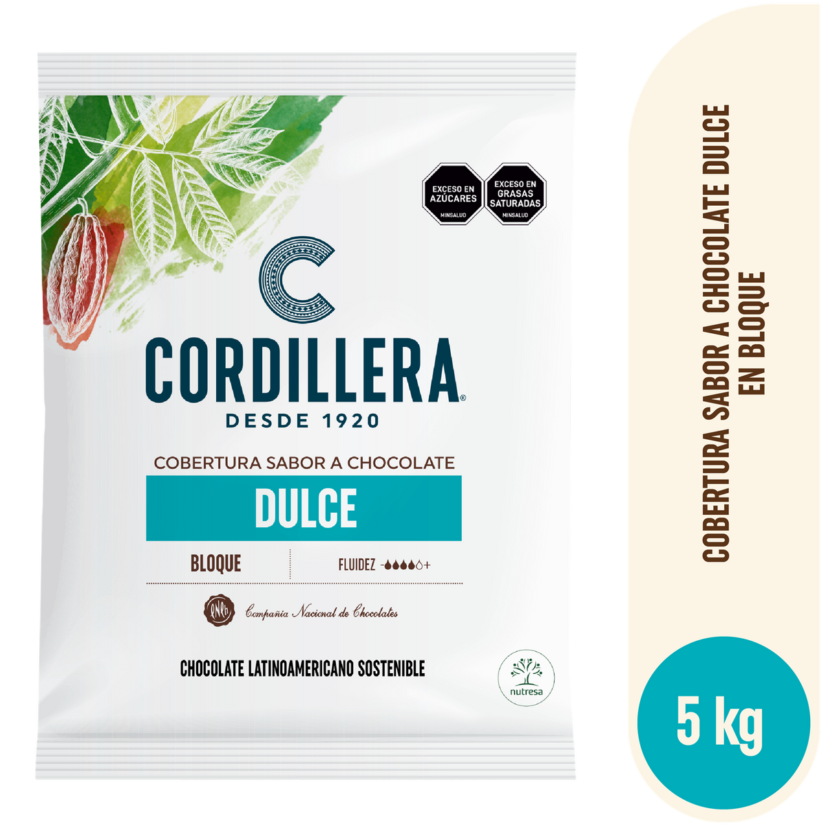 Cordillera Cobertura Sabor a Chocolate Dulce Bloque x 5kg