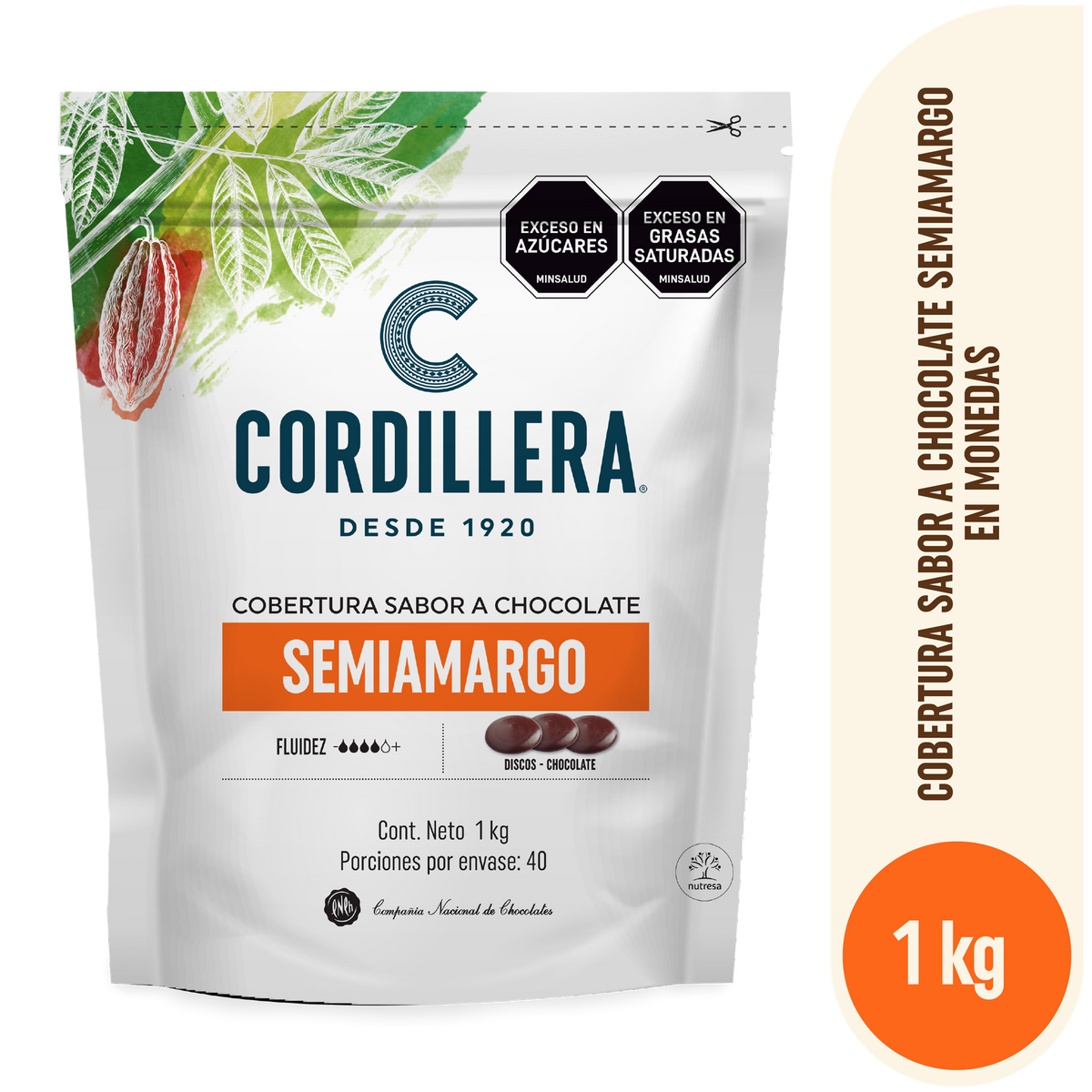 Cordillera Cobertura Sabor a Chocolate Semiamargo Depositados x 1 kg