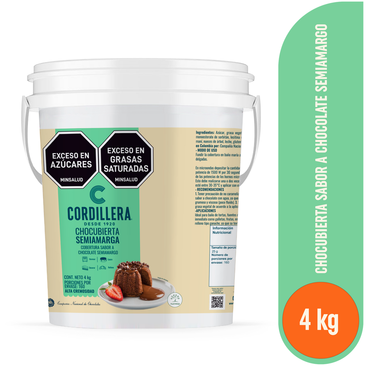 Cordillera Chocubierta Sabor a Chocolate Semimargo caneca x 4kg