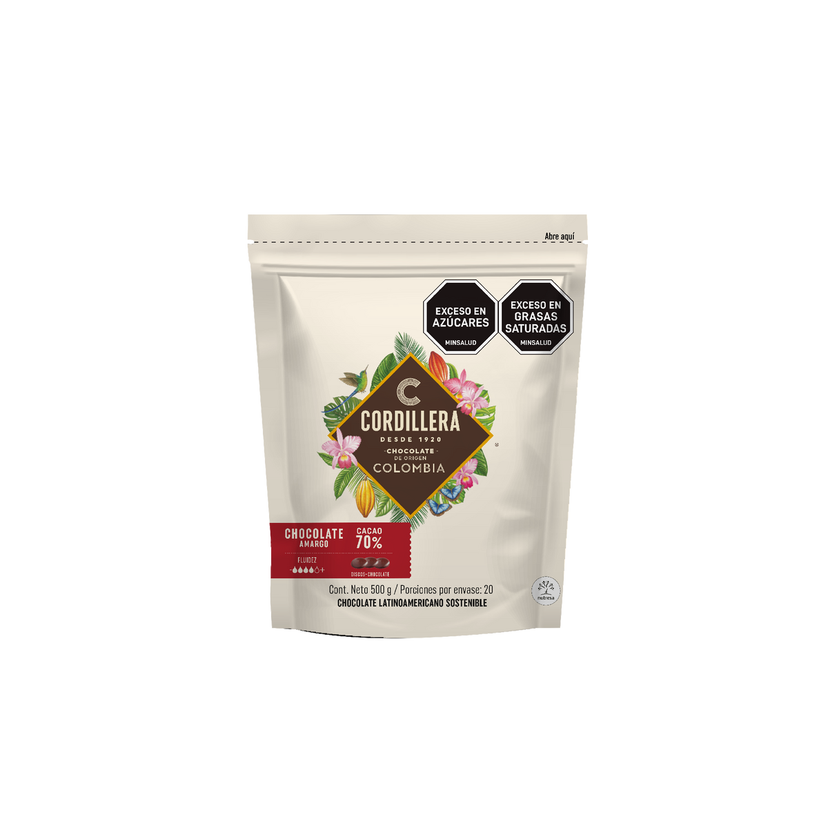 Cordillera Cobertura Amarga 70% Depositados x 500 g