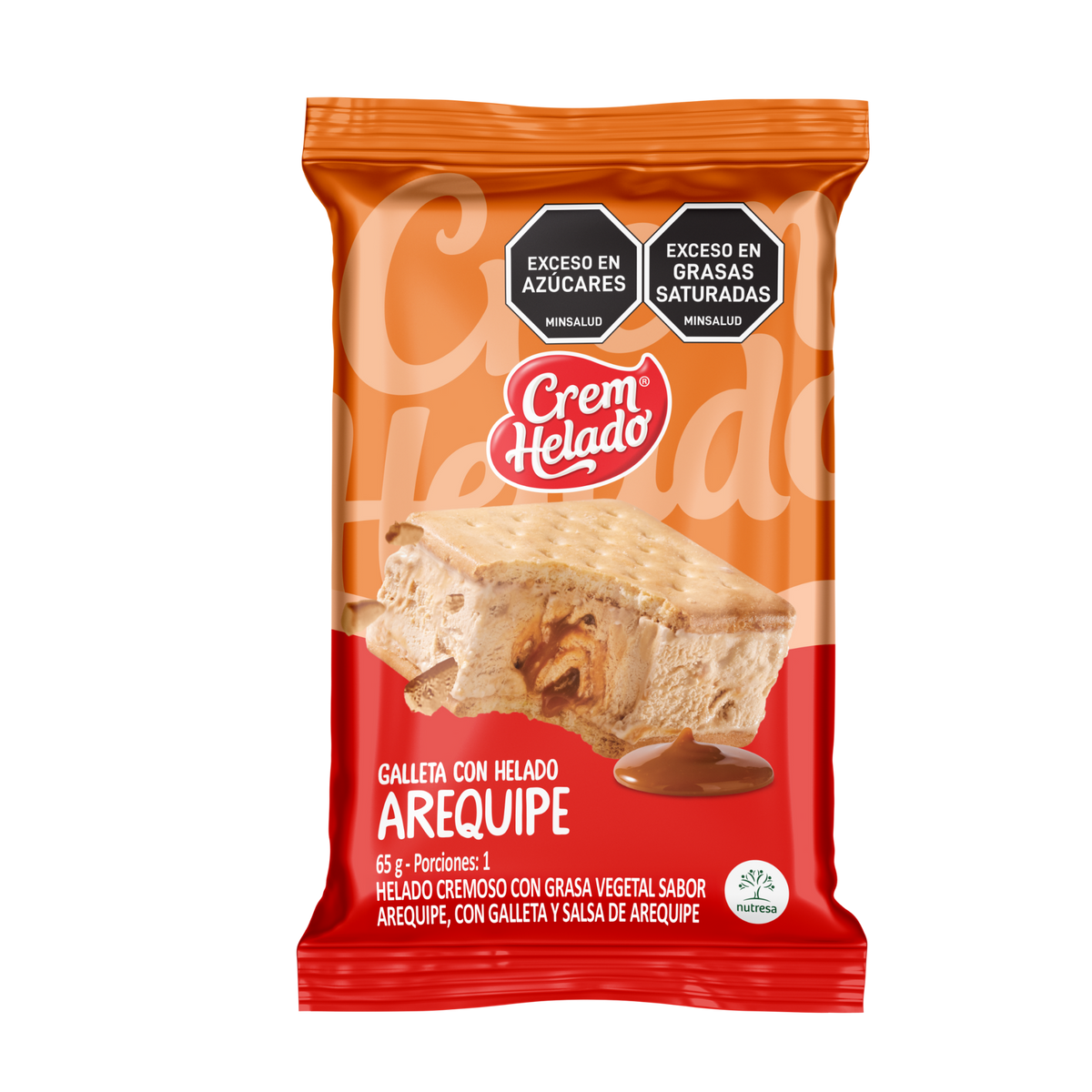 Crem Helado Galleta con Helado Arequipe Caja x 20 Un x65g