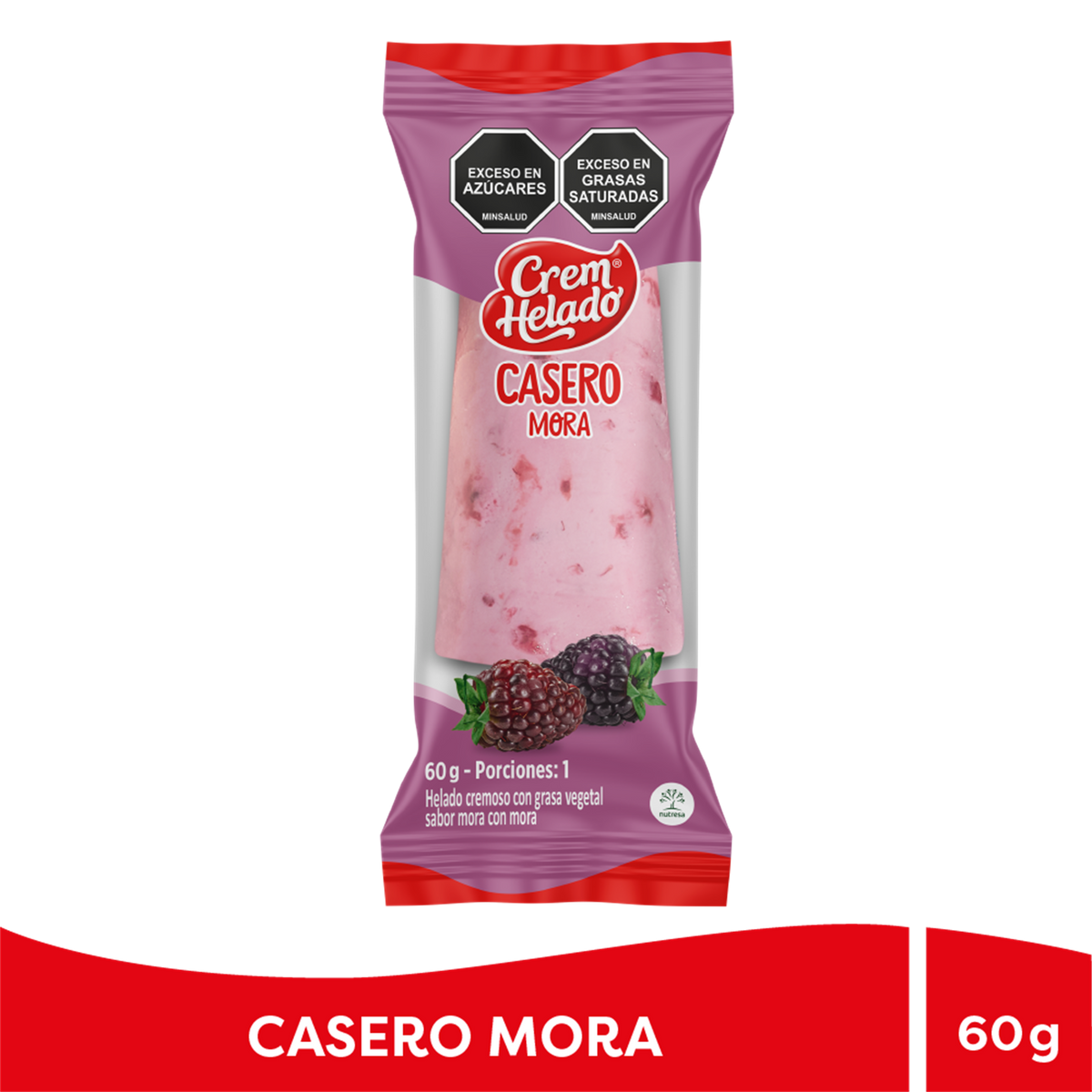 Crem Helado Casero Mora Caja x 25 Un x 60 g