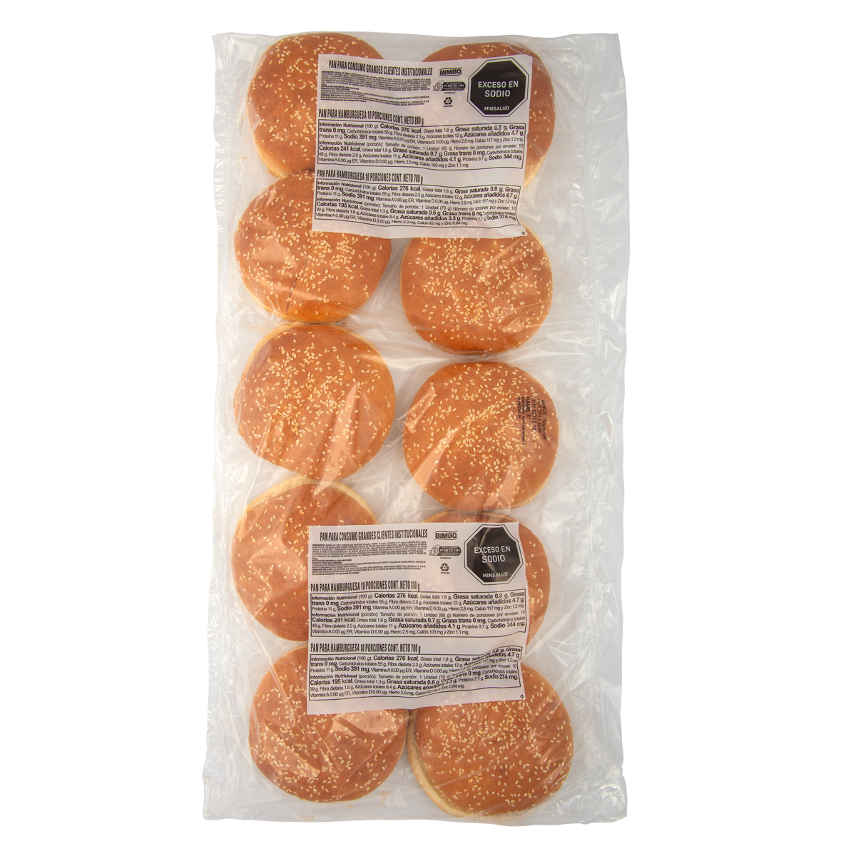 Bimbo Pan Hamburguesa 5 Pulgadas x 10 un