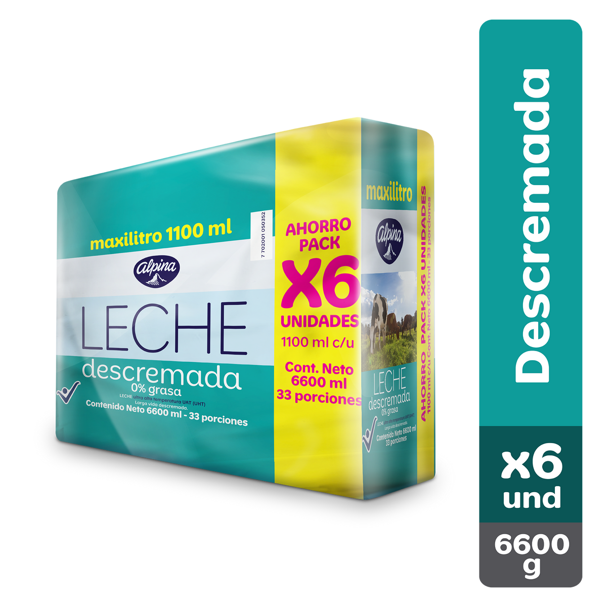 Multipack Leche Descremada Fibra 1. 1lt x 6 un