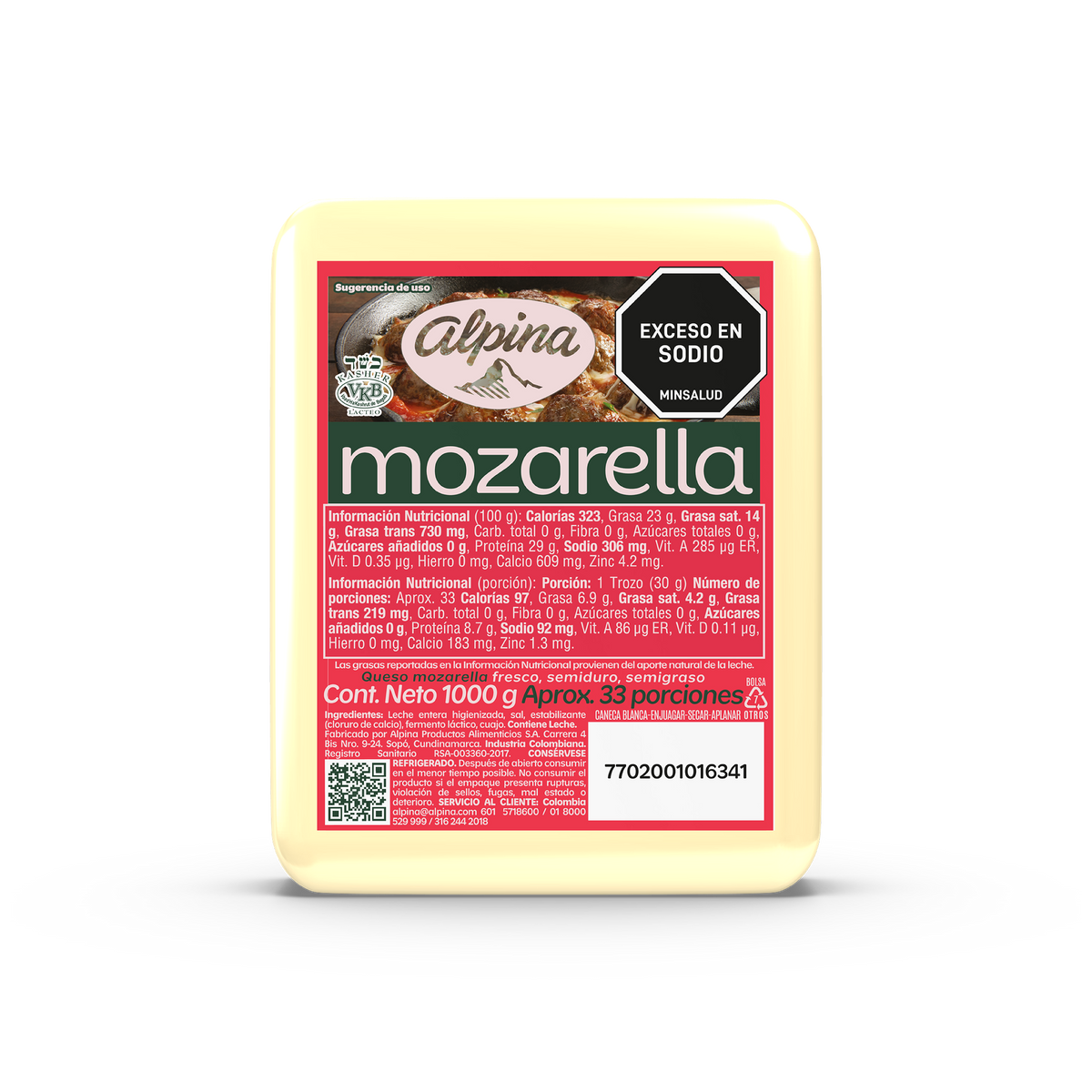 Alpina Queso Mozarella 1 kg