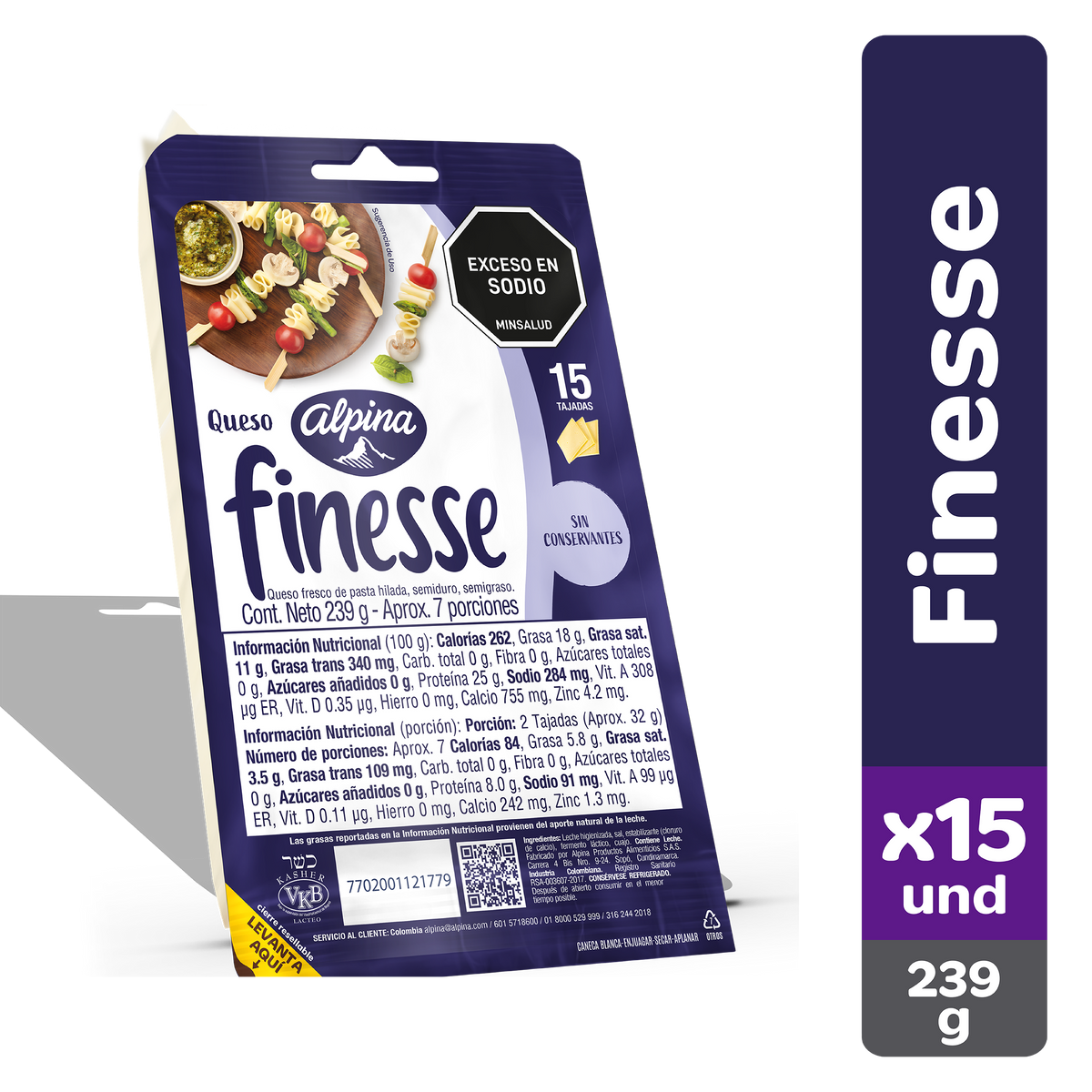 Finesse Queso Alpina 15 Tajadas 239 g