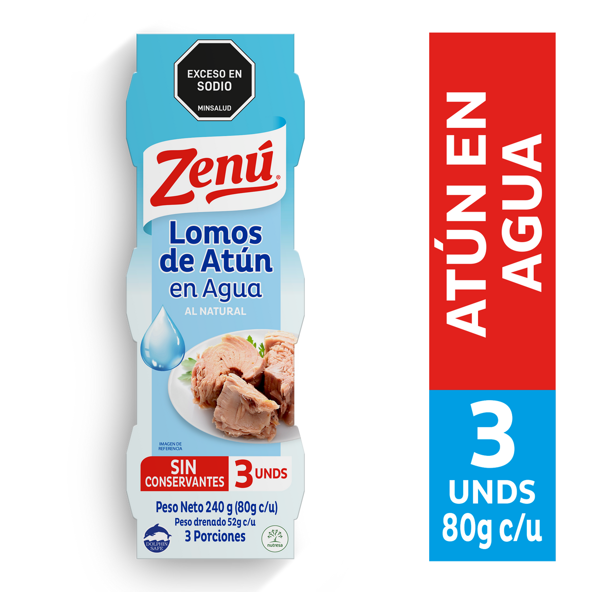 Zenú Lomo Atun En Agua x 3 un x 80 g