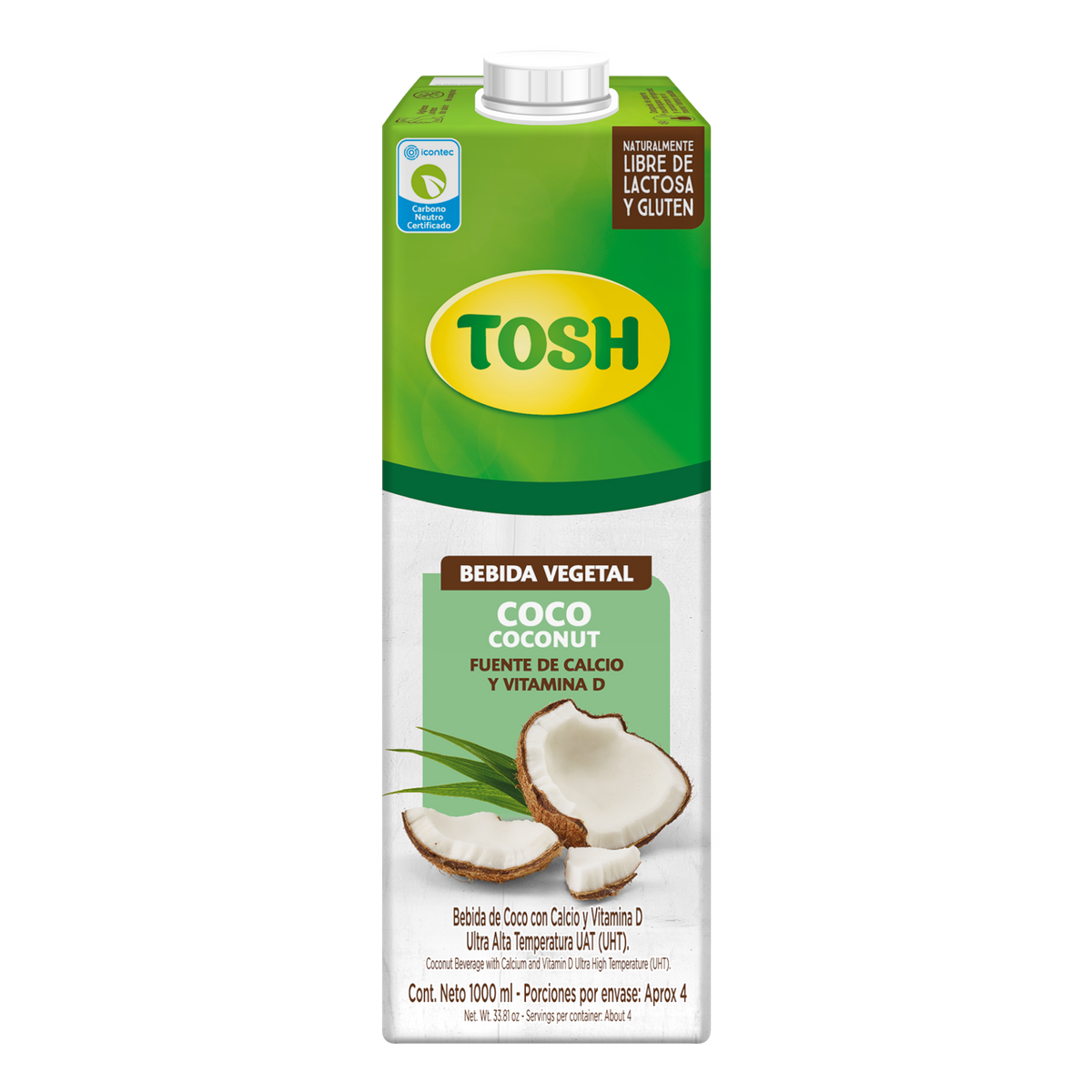 Tosh Bebida Coco Sin Azucar 1 litro Caja x 12