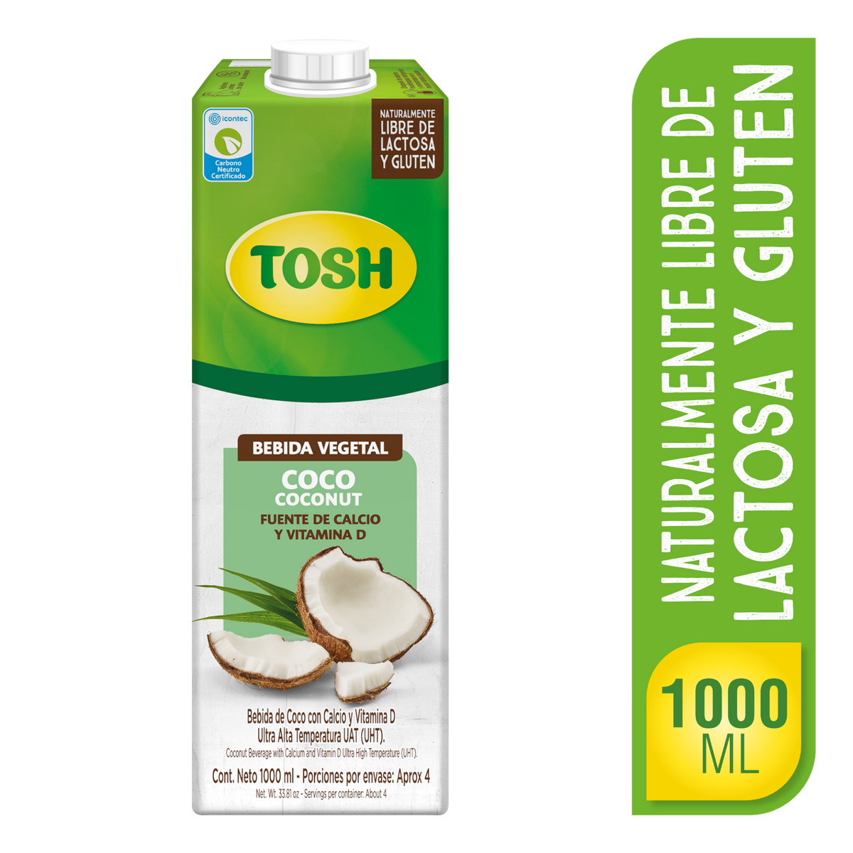 Tosh Bebida Coco Sin Azucar 1 litro Caja x 12