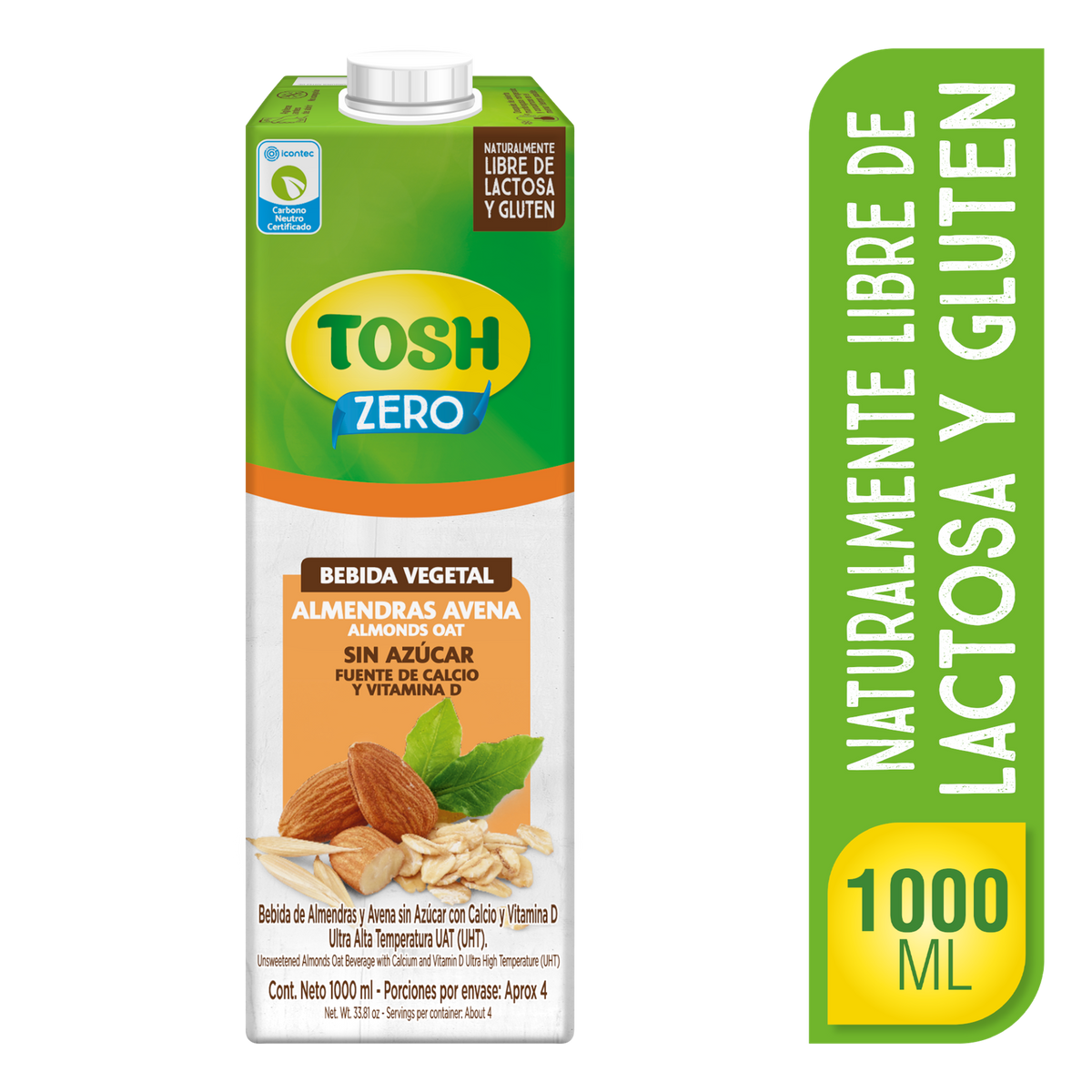 Tosh Bebida Almendra Avena Sin Azucar 1 litro Caja x 12