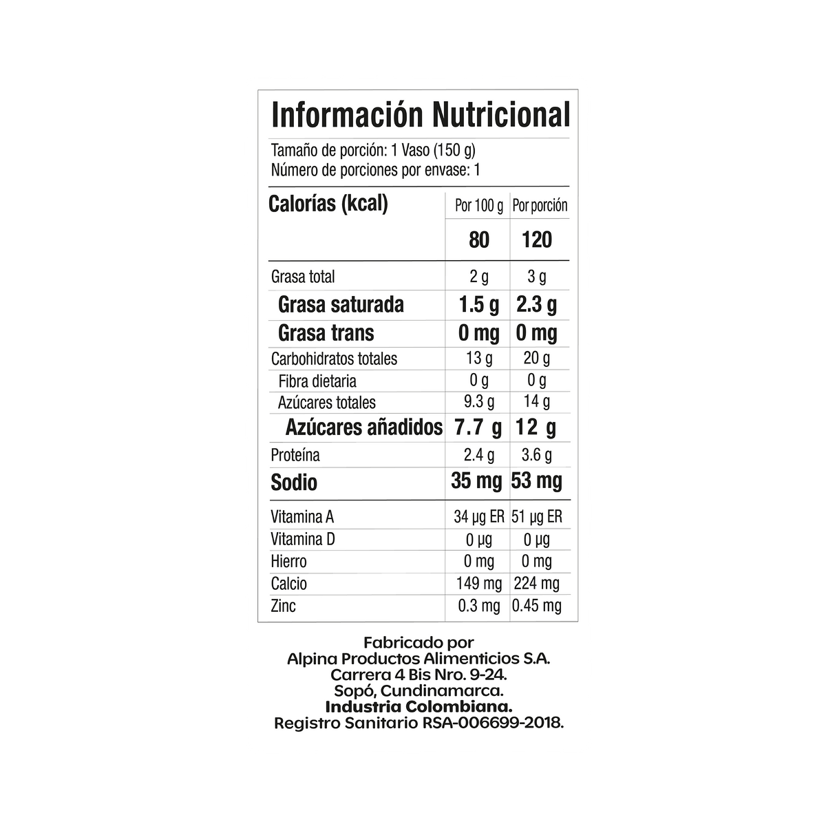 Alpina Yogurt Sabor Café Juan Valdez 150gr