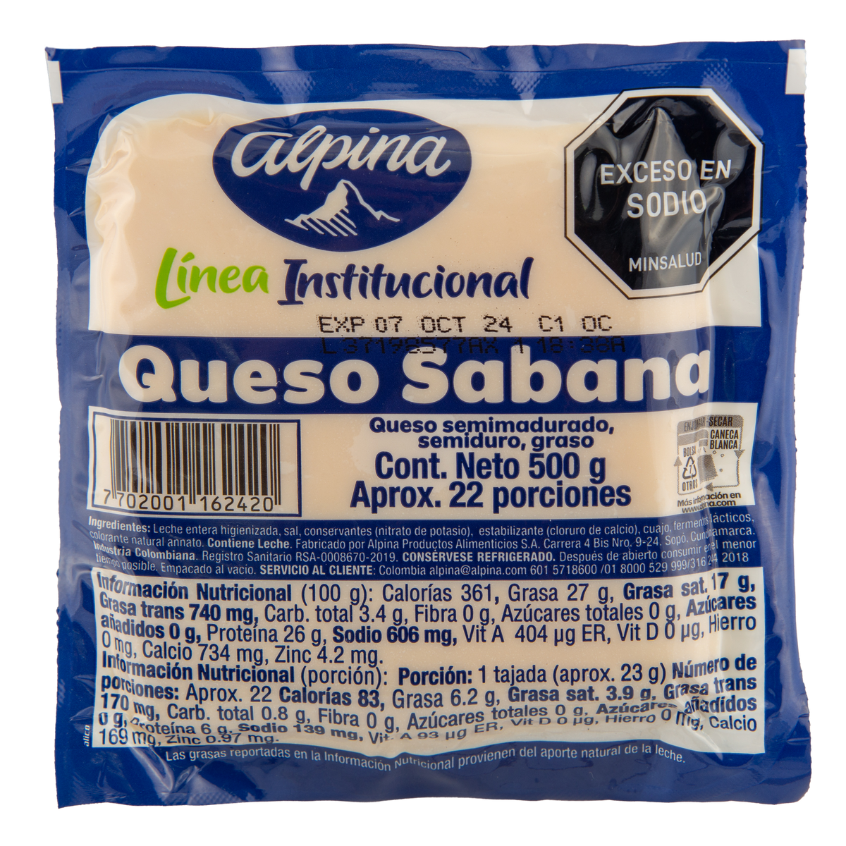 Alpina Queso Sabana Tajado x 500 g