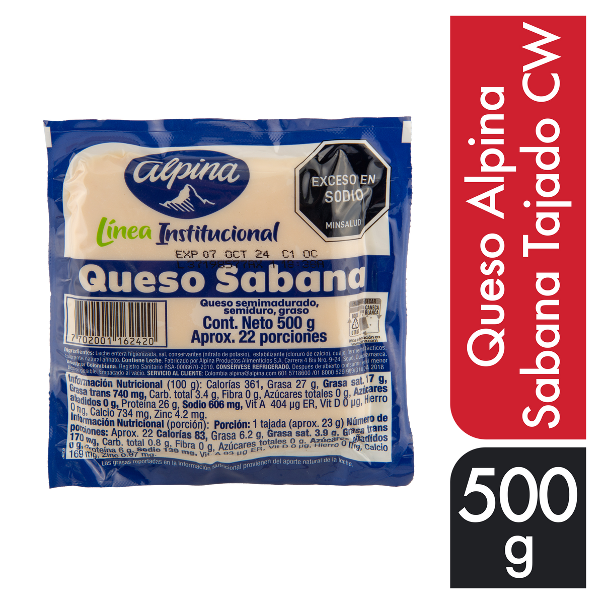 Alpina Queso Sabana Tajado x 500 g