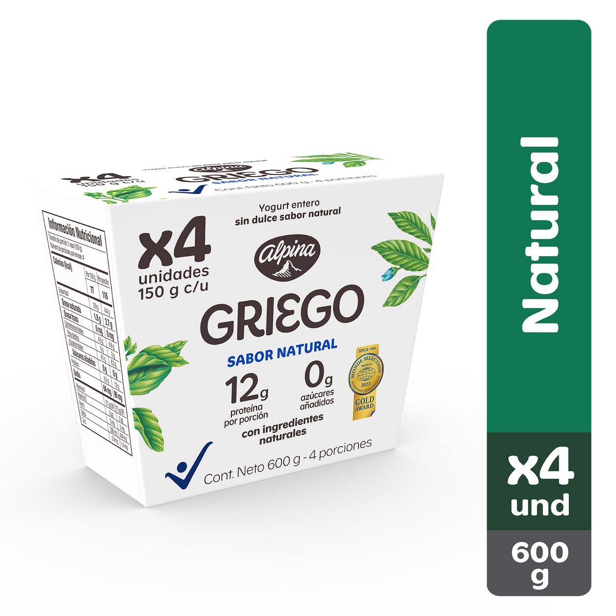 Alpina Yogurt Griego Natural Multiempaque x 4 150 g